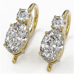 1.25 ctw Oval Cut Diamond Designer Earrings 18K Yellow Gold - REF-170X2A