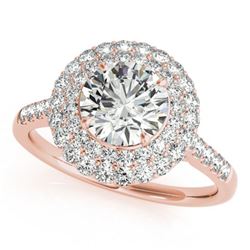 1.5 ctw Certified VS/SI Diamond Halo Ring 18k Rose Gold - REF-172G3W