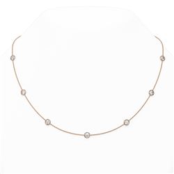 5.5 ctw Diamond Station Necklace 18K Rose Gold - REF-892W5H