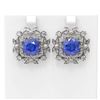 Image 1 : 12.73 ctw Tanzanite & Diamond with Pearl Earrings 18K White Gold - REF-525M5G