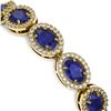 Image 3 : 15.2 ctw Sapphire & Diamond Micro Pave Halo Bracelet 10k Yellow Gold - REF-244Y2X