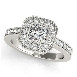 0.8 ctw Certified VS/SI Cushion Diamond Halo Ring 18k White Gold - REF-121H2R