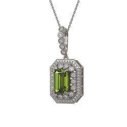 6.7 ctw Tourmaline & Diamond Victorian Necklace 14K White Gold - REF-254X5A
