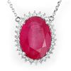 Image 1 : 19.25 ctw Ruby & Diamond Necklace 14k White Gold - REF-220X5A