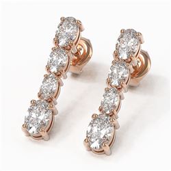3.74 ctw Oval Diamond Earrings 18K Rose Gold - REF-586M3G
