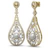 Image 2 : 5.93 ctw Diamond & Pearl Earrings 18K Yellow Gold - REF-612G4W