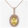 Image 2 : 18.56 ctw Canary Citrine & Diamond Victorian Necklace 14K Rose Gold - REF-244M2G