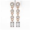 Image 2 : 2.5 ctw Emerald Cut Diamond Earrings 18K Rose Gold - REF-424F2M