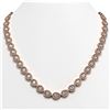 Image 1 : 33.08 ctw Pear Cut Diamond Micro Pave Necklace 18K Rose Gold - REF-4602G8W