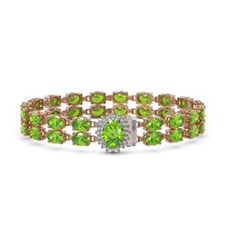 26.52 ctw Peridot & Diamond Bracelet 14K Rose Gold - REF-244R8K