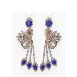 19.89 ctw Sapphire & Diamond Earrings 18K Rose Gold - REF-889H3R