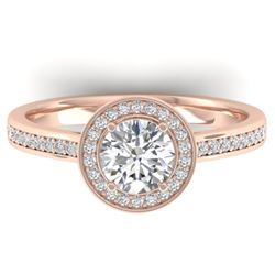 1.1 ctw Certified VS/SI Diamond Micro Halo Ring 14k Rose Gold - REF-188H5R
