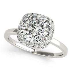 0.62 ctw Certified VS/SI Cushion Diamond Halo Ring 18k White Gold - REF-105Y3X