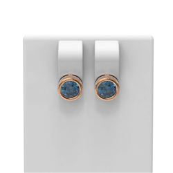 3 ctw Intense Blue Diamond Earrings 18K Rose Gold - REF-574W5H
