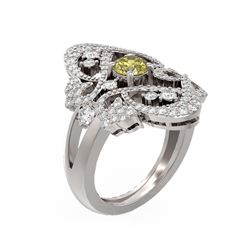 2.02 ctw Fancy Yellow Diamond Ring 18K White Gold - REF-258X4A