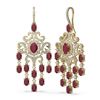 Image 2 : 20.7 ctw Ruby & Diamond Earrings 18K Yellow Gold - REF-527R3K