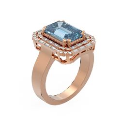 5.18 ctw Blue Topaz & Diamond Ring 18K Rose Gold - REF-147M5G