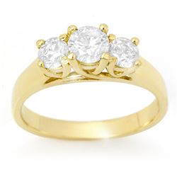 1.0 ctw Certified VS/SI Diamond 3 Stone Ring 18k Yellow Gold - REF-147N3F