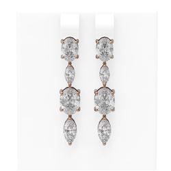 3.88 ctw Diamond Earrings 18K Rose Gold - REF-584H8R