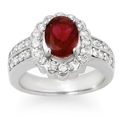 2.25 ctw Rubellite & Diamond Ring 14k White Gold - REF-87Y8X