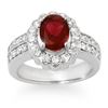 Image 1 : 2.25 ctw Rubellite & Diamond Ring 14k White Gold - REF-87Y8X