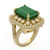 Image 2 : 11.98 ctw Certified Emerald & Diamond Victorian Ring 14K Yellow Gold - REF-267H6R