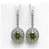 Image 1 : 15.02 ctw Tourmaline & Diamond Victorian Earrings 14K White Gold - REF-401H6R