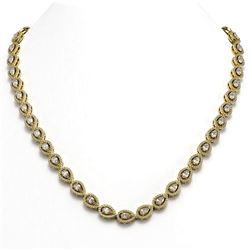 20.34 ctw Pear Cut Diamond Micro Pave Necklace 18K Yellow Gold - REF-1709Y3X