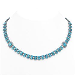 37.66 ctw Swiss Topaz & Diamond Necklace 14K White Gold - REF-436G4W