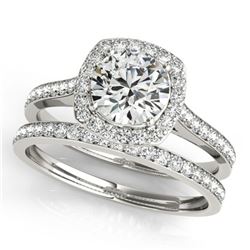 1.67 ctw Certified VS/SI Diamond 2pc Wedding Set Halo 14k White Gold - REF-290A5N