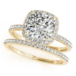 1.51 ctw Certified VS/SI Cushion Diamond 2pc Set Halo 14k Yellow Gold - REF-306R8K
