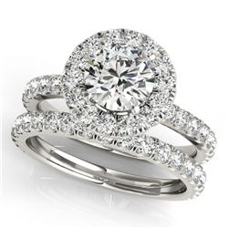 2.29 ctw Certified VS/SI Diamond 2pc Wedding Set Halo 14k White Gold - REF-319M2G