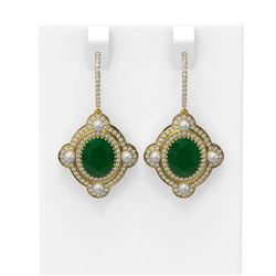 9.96 ctw Emerald & Diamond Earrings 18K Yellow Gold - REF-336K4Y