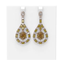 21.06 ctw Canary Citrine & Diamond Earrings 18K Rose Gold - REF-444G4W