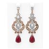 Image 1 : 12.64 ctw Ruby & Diamond Earrings 18K Rose Gold - REF-818M2G