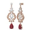 Image 2 : 12.64 ctw Ruby & Diamond Earrings 18K Rose Gold - REF-818M2G