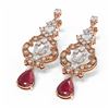 Image 3 : 12.64 ctw Ruby & Diamond Earrings 18K Rose Gold - REF-818M2G