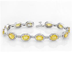 19.6 ctw Yellow Sapphire & Diamond Bracelet 14k White Gold - REF-354A5N