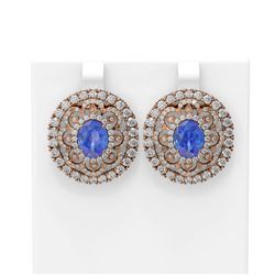 13.11 ctw Tanzanite & Diamond Earrings 18K Rose Gold - REF-618A2N