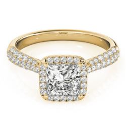 1.15 ctw Certified VS/SI Princess Diamond Halo Ring 18k Yellow Gold - REF-122R8K