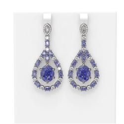 20.36 ctw Tanzanite & Diamond Earrings 18K White Gold - REF-836M4G