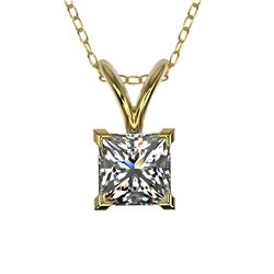 0.50 ctw Certified VS/SI Quality Princess Diamond Necklace 10k Yellow Gold - REF-65X2A