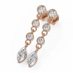 2 ctw Marquise Cut Diamond Designer Earrings 18K Rose Gold - REF-239H9R