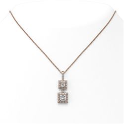 1.25 ctw Princess Cut Diamond Necklace 18K Rose Gold - REF-142H5R