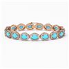 Image 1 : 15.83 ctw Turquoise & Diamond Micro Pave Halo Bracelet 10k Rose Gold - REF-260N8F