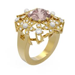 5.51 ctw Morganite & Diamond Ring 18K Yellow Gold - REF-345X5A