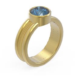 1.5 ctw Intense Blue Diamond Ring 18K Yellow Gold - REF-360W2H