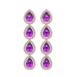 7.85 ctw Amethyst & Diamond Micro Pave Halo Earrings 10k Rose Gold - REF-152M8G