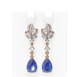 8.22 ctw Tanzanite & Diamond Earrings 18K Rose Gold - REF-525G5W