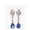 Image 1 : 8.22 ctw Tanzanite & Diamond Earrings 18K Rose Gold - REF-525G5W
